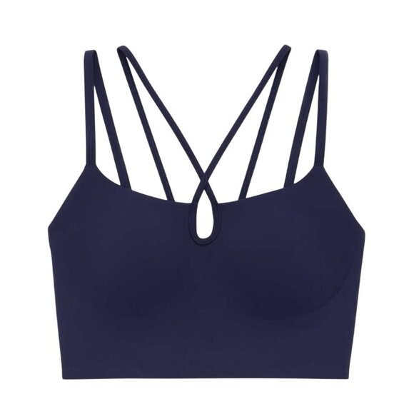Aerie Offline Real Me Hold Up! Keyhole Sports Bra Size Medium Navy Blue Strappy - Picture 1 of 11